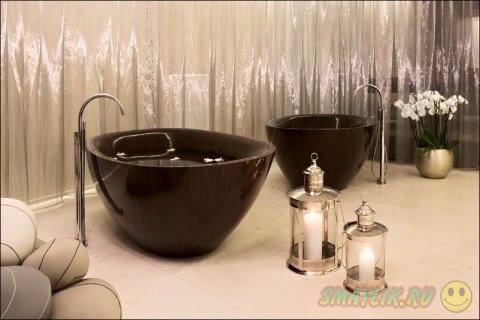 Элегантные ванны и раковины из дерева