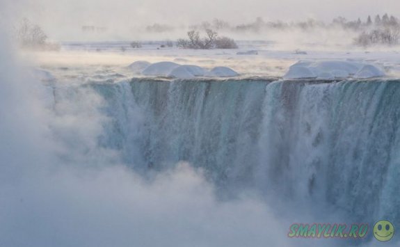 Красота частично замерзшего Ниагарского водопада