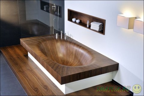 Элегантные ванны и раковины из дерева