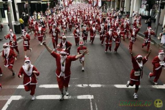 Массовый забег Санта-Клаусов по улицам Сиднея